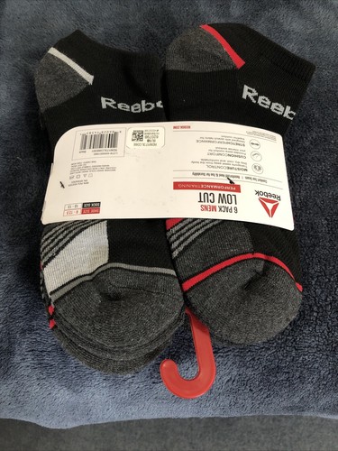 Men's Reebok Low Cut Socks Black Moisture Comfort Stretch Control Pack of 6 - Picture 3 of 4