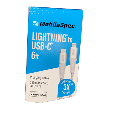 Mobilespec  MBS06901 6ft Lightning to USB-C Cable made for iPhone/iPad