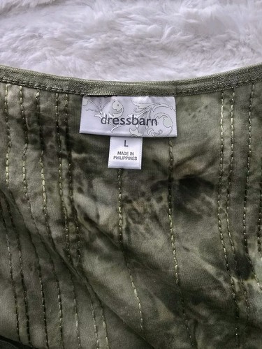 Dressbarn Moss Green Sequin Embroidered Fitted Stretch Tank Top Size L Fairy Y2K - Picture 5 of 9
