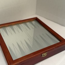 Backgammon Game-Set: 15 Glass Pieces 15 Frosted Pieces &Wooden Backgammon Case