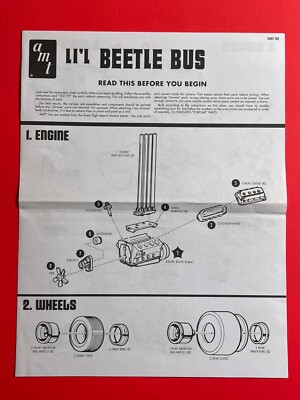 AMT - Li'L Beetle Bus Volkswagen - Original Model Kit Instruction Sheet 1/25