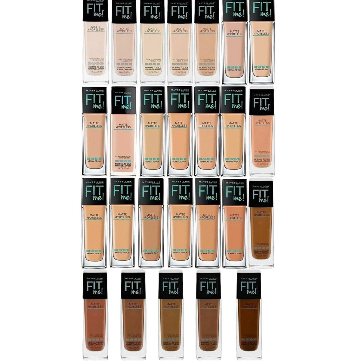 MAYBELLINE FIT ME FOUNDATION MATTE PORELESS 1oz/30mL SHADES U