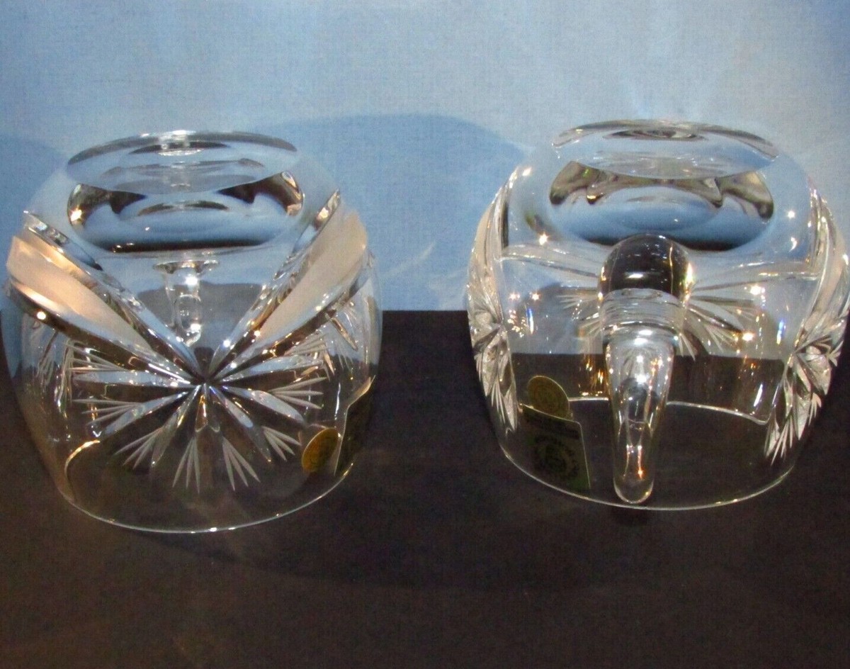 2 CAESAR CRYSTAL Clear Wine Glasses Mugs Hand Cut Czech Rep 2 CAESAR CRYSTAL Clear Wine Glasses Mugs Hand Cut Czech Rep