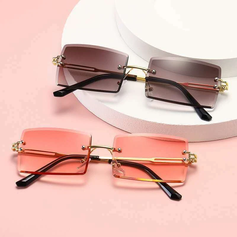 Gafas de Sol de Estilo Retro para Mujer sin Marco y con Gradiente. UV400