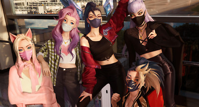 Anime group of women league legends kda mask fantasy CCG Gaming Mat Desk