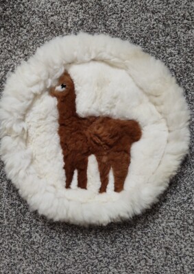 Alpaca Fur Rug Cover Wall Art Peru Handmade Peruvian  Cusco Puno Andes 15'' Diame