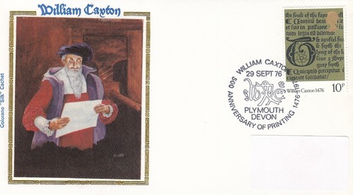 William Caxton 10p GB Colorano FDC Plymouth 1976 (144926)