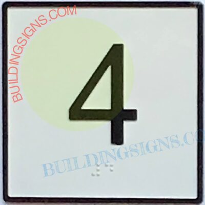 Elevator Floor Number 4 Sign- Elevator JAMB Plate 4 Sign-REF24-1027