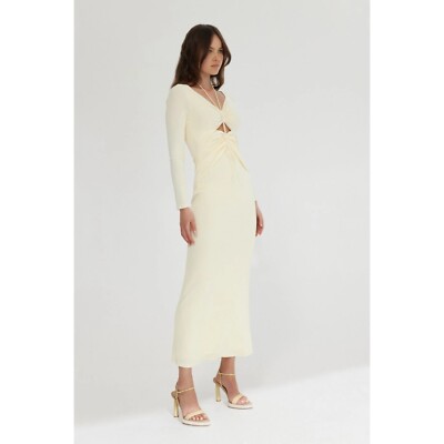 cream bodycon maxi dress Women's Cream Ruched Neck Sleeveless Maxi Dress