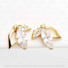 Lab Created Diamond 2Ct Marquise Cut Women's Stud Earring 14K Yellow Gold Plated