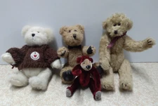 Lot of 4 miniature plush jointed  teddy bears, Boyd's, TY, Ganz