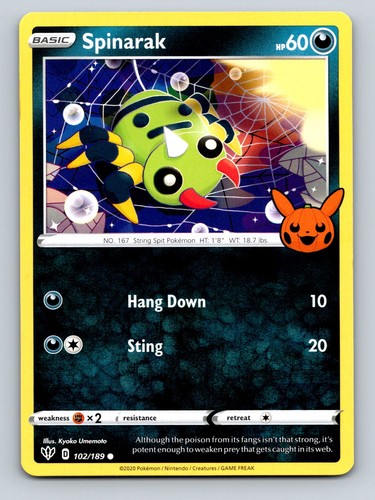 Spinarak 102/189 NM - B1G1F - Trick Trade Stamped Darkness Ablaze