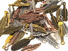 Multicolor Feather Charms Qty: 10
