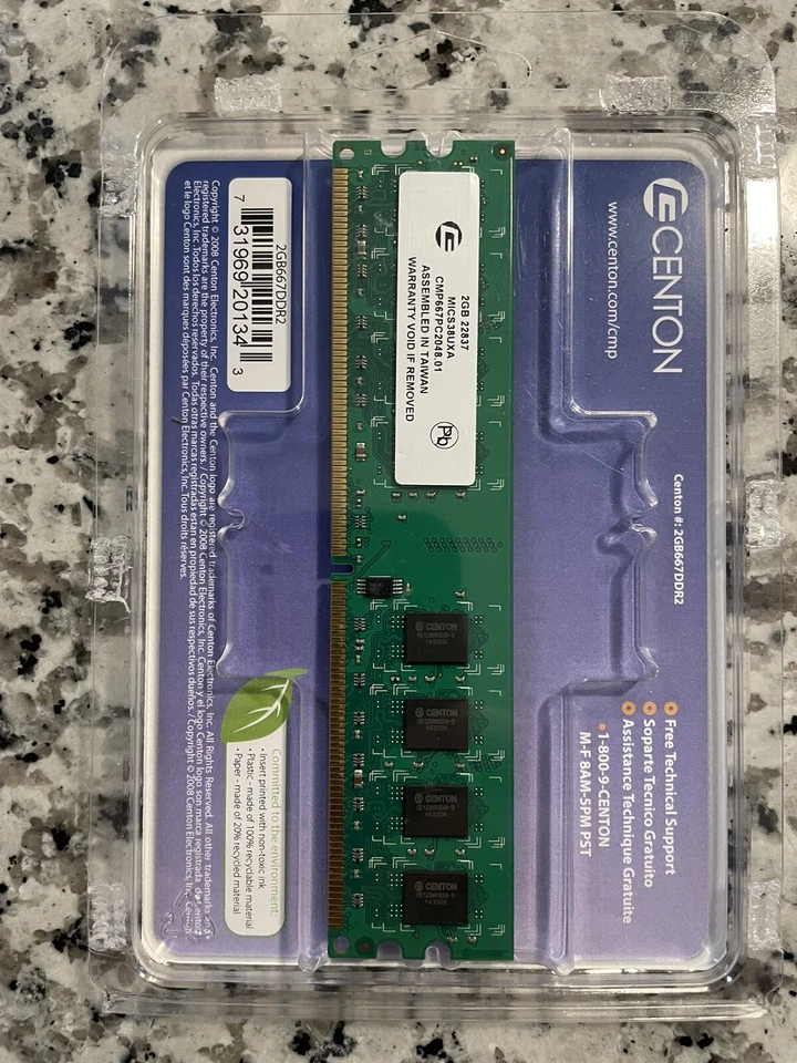 Centon PC2-5300 2GB DDR2 667MHz DIMM Memory Module (2GB667DDR2) - Image 2 of 2