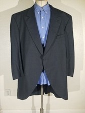 58R Vintage Ralph Lauren Chaps Peak Lapel Frock Blazer Tail Coat Grey Jacket Men
