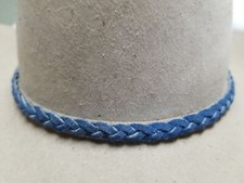 BRAIDED Blue HATBAND Genuine LEATHER for Western Cowboy Cowgirl Hats Hat Band