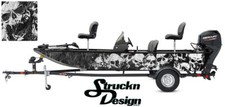 Boat Wrap US Realistic Grass Blades Camo Vinyl Graphic Decal Fishing Skulls Bass
