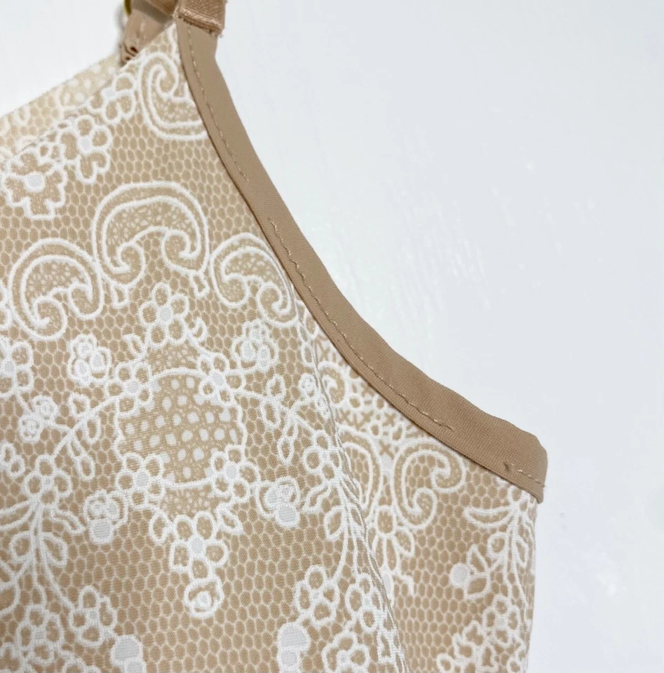 Vestido Commando Desnudo Blanco Dama Encaje Clásico Mini Cami Sin Mangas Dobladillo Pesado S/M Foto 4 de 4