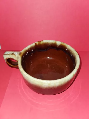 Western Stoneware Maple Leaf Brown Drip Glaze Soup Chili Bowl Mug w/handle 