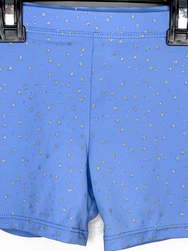 Glitter Sparkle Stars Active Tumble Shorts Girls Size 6/6X Elastic Waist Blue - Picture 3 of 4