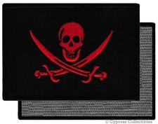 PIRATE FLAG PATCH JOLLY ROGER Skull Red with VELCRO® Brand Fastener