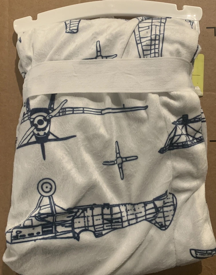 Airplane Baby Blanket Minky Boy Shower Gift Pilot Air Force Navy Blue Nursery - Image 4 of 4