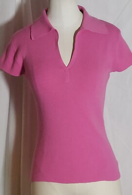 NWOT Expres Pink V Neck Collared Knit Top Size M