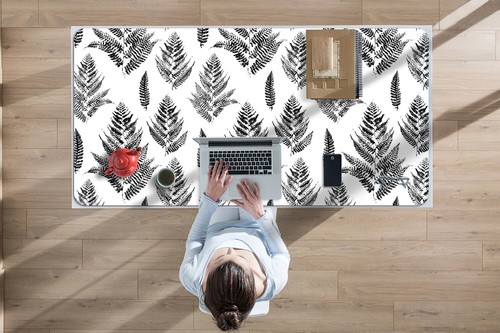 Computer Desk Top Mat Pad Protector for PC Mouse Keyboard 100x50 Fern leaves - Afbeelding 3 van 4