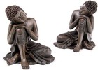 Set of 2 Wood Effect Thai Buddha Resting Head on Knee Home Decoration Gift 12CM