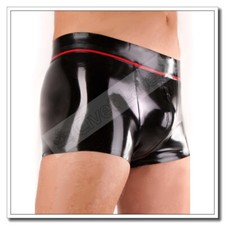 Latex Boxer Shorts Crotch Pouch 2 Way Zip Red Trims Comfor Cool Customized E10