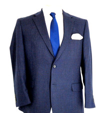 Men's Blue Nailhead Blazer Jos A Bank Signature Woven Wool Tweed Jacket US 46R