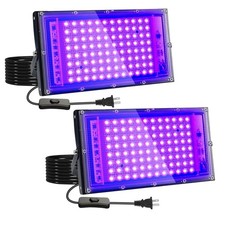 2 Pack 100W UV Black Light, IP65 Waterproof, Glow Party Light, Stage Lighting...