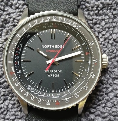 NORTH EDGE Evoque 3 Solar Sport Watch Luminous Hands Aviation Slide Rule Metrics