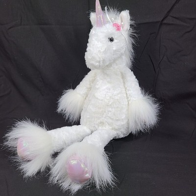 Aurora Purely Luxe Unicorn White Plush 18'' Stuffed Animal Sparkle Pink Flower
