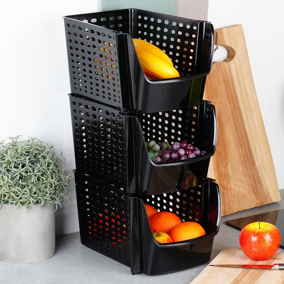 Aufbewahrungsbehälter Kühlschrankbox für Obst Gemüse schwarz 29x21x16 cm 3 Stk. - Bild 3 von 4