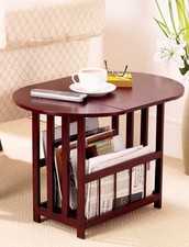 Solid Wood Drop Leaf Table with Magazine Rack Compact Foldable Space Saving