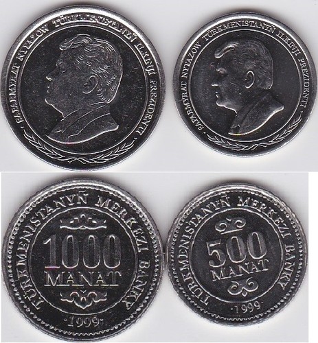 Turkmenistan - 5 pcs x set 2 coins 500 + 1000 Manat 1999 UNC Lemberg-Zp - Picture 2 of 2