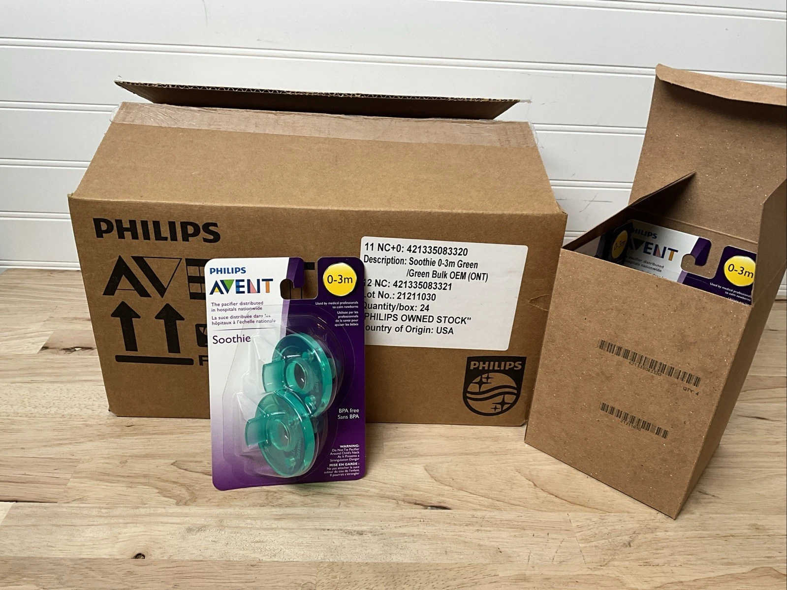 24ct CASE PACK Philips Avent Soothie Green Newborn 0-3m BPA Free Pacifier Bulk
