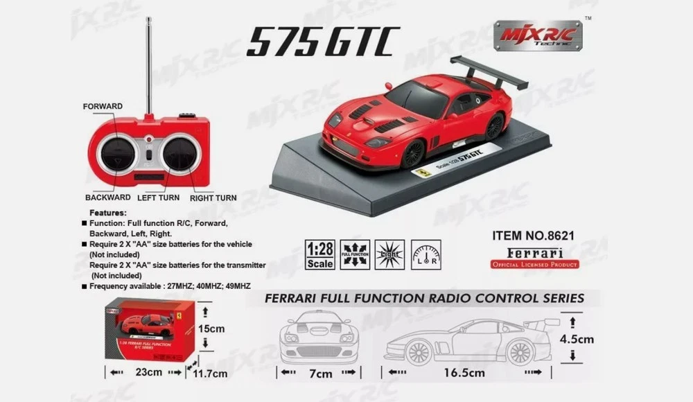 NEW MJX R/C TECHNIC 1:28 FERRARI 575 GTC Radio Remote Control R/C