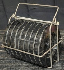 Vintage No. 4 Freeglide Shuffleboard Discs Set Of 8 W/ Carrying Rack