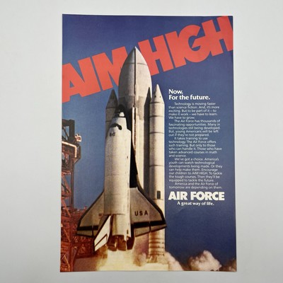Air Force 1984 Vintage Print Ad 7''x10'' Aim High space shuttle