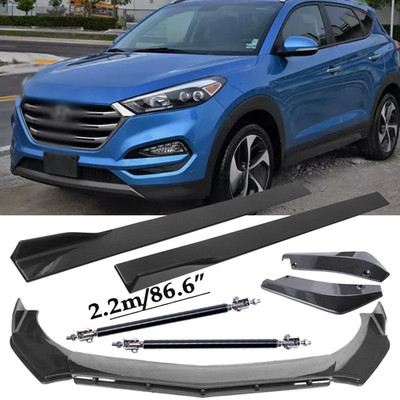 For Hyundai Carbon Fiber Front Bumper Lip Splitters+Side Skirt Strut+