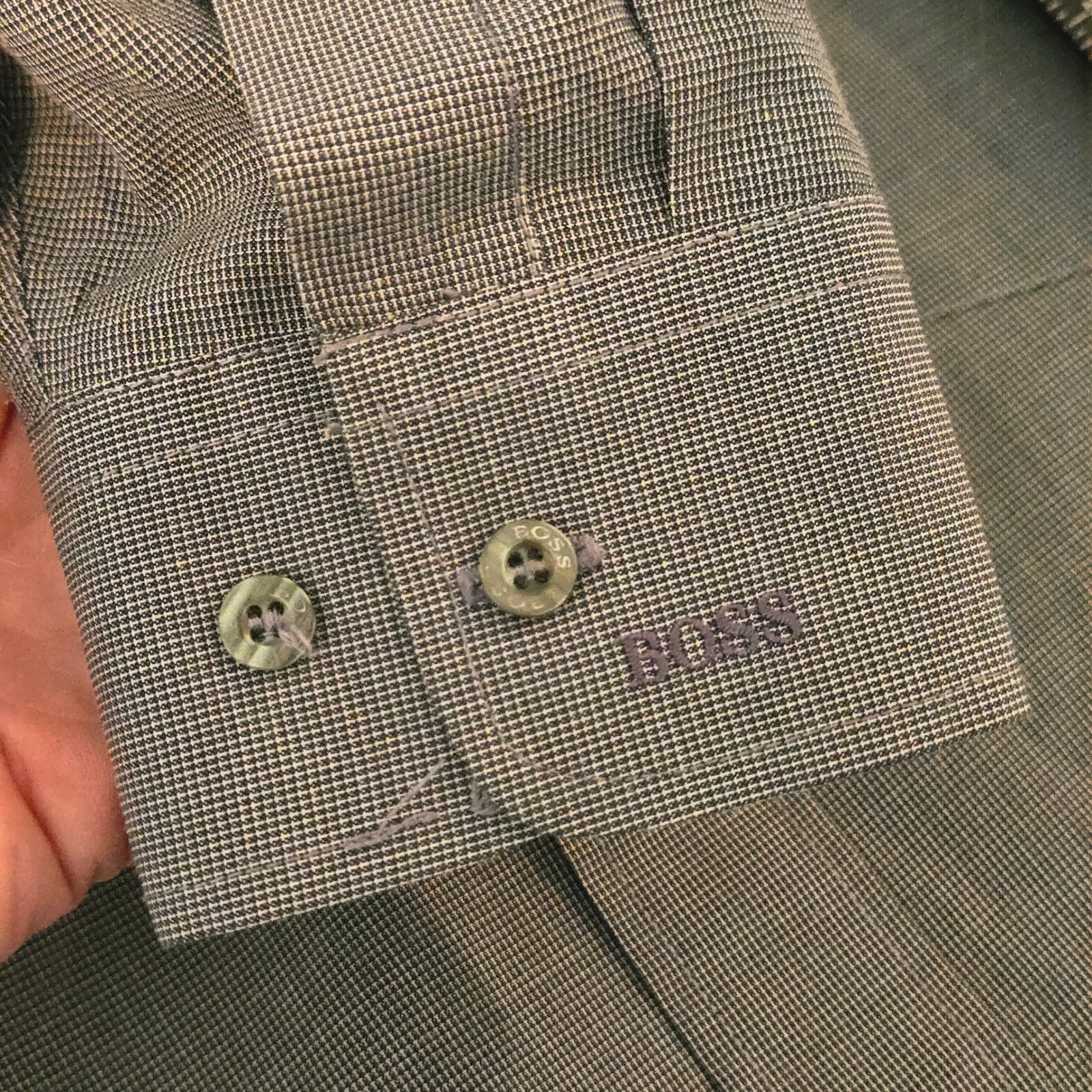 Hugo Boss Mens Dress Shirt 17.5 35/36 Grayish blue Long Sleeve Button Up Classic thumbnail 7