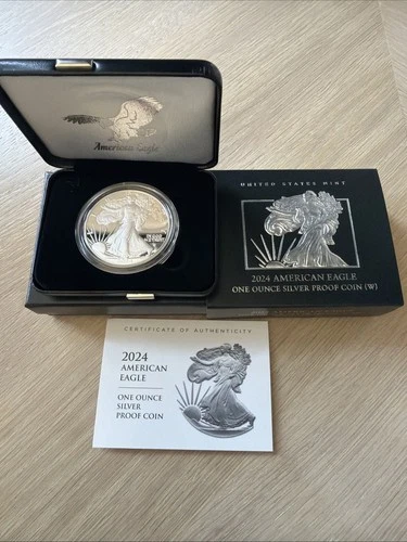 2024 W American Silver Eagle Choice Proof Bullion $1 Coin OGP COA 24EA