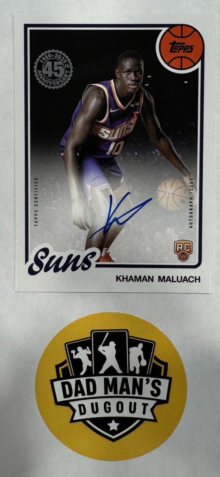2025-26 Topps Basketball Khaman Maluach ON CARD AUTO RC #80B2R-KM 1980 45th Suns