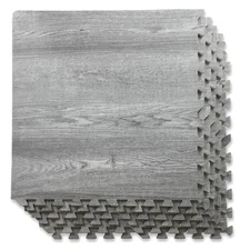 100 SqFt 3/8" Natural Gray Wood Grain Foam Mat Interlocking Mat Tiles 25pcs