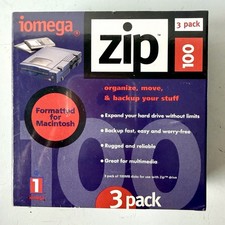 Iomega Zip 100 MB 3-Pack Disks Formatted For Mac SEALED DS Deadstock Storage
