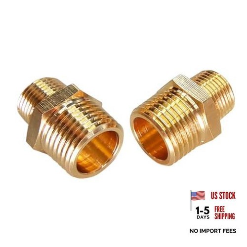 2pcs 1/2" NPT x 3/8" NPT Brass Nipple, 1/2 to 3/8 1/2 NPT x 3/8 NPT ，2pcs