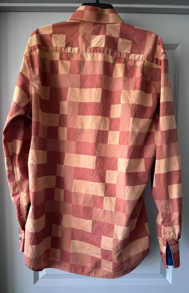 Camisa de vestir Steven Land para hombre manga larga abotonada naranja LT 16,5 x 36/37 Foto 3 de 3