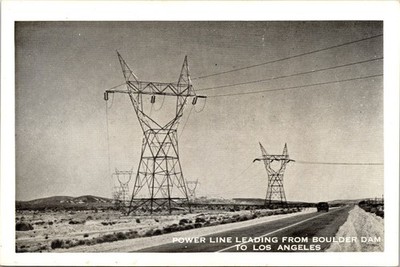 Boulder Dam Power Line Mini Postcard by Boulder Dam Service Bureau